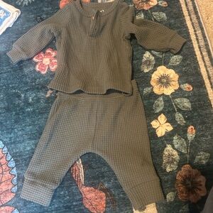 Carter's Waffle Knit Baby Set in Dark Green/blue